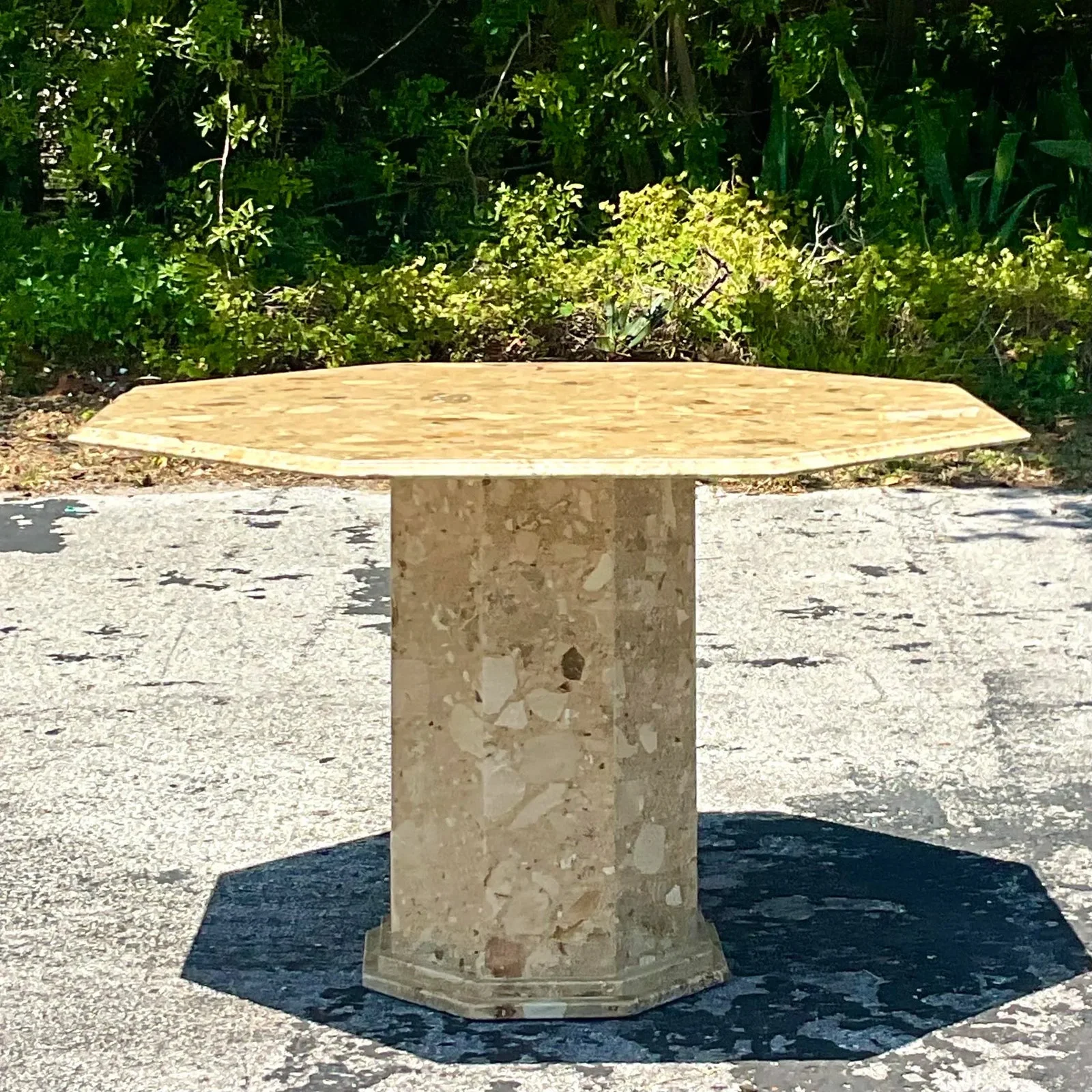 Late 20th Century Vintage Italian Octagon Stone Center Table - Side view