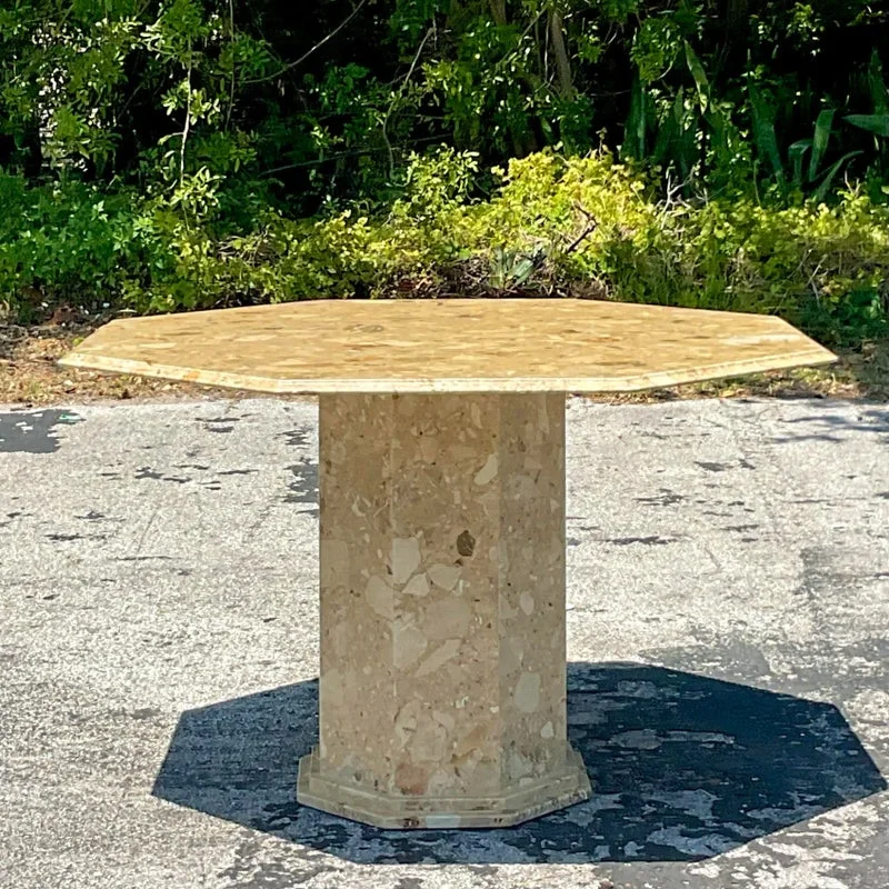 Late 20th Century Vintage Italian Octagon Stone Center Table - Back view