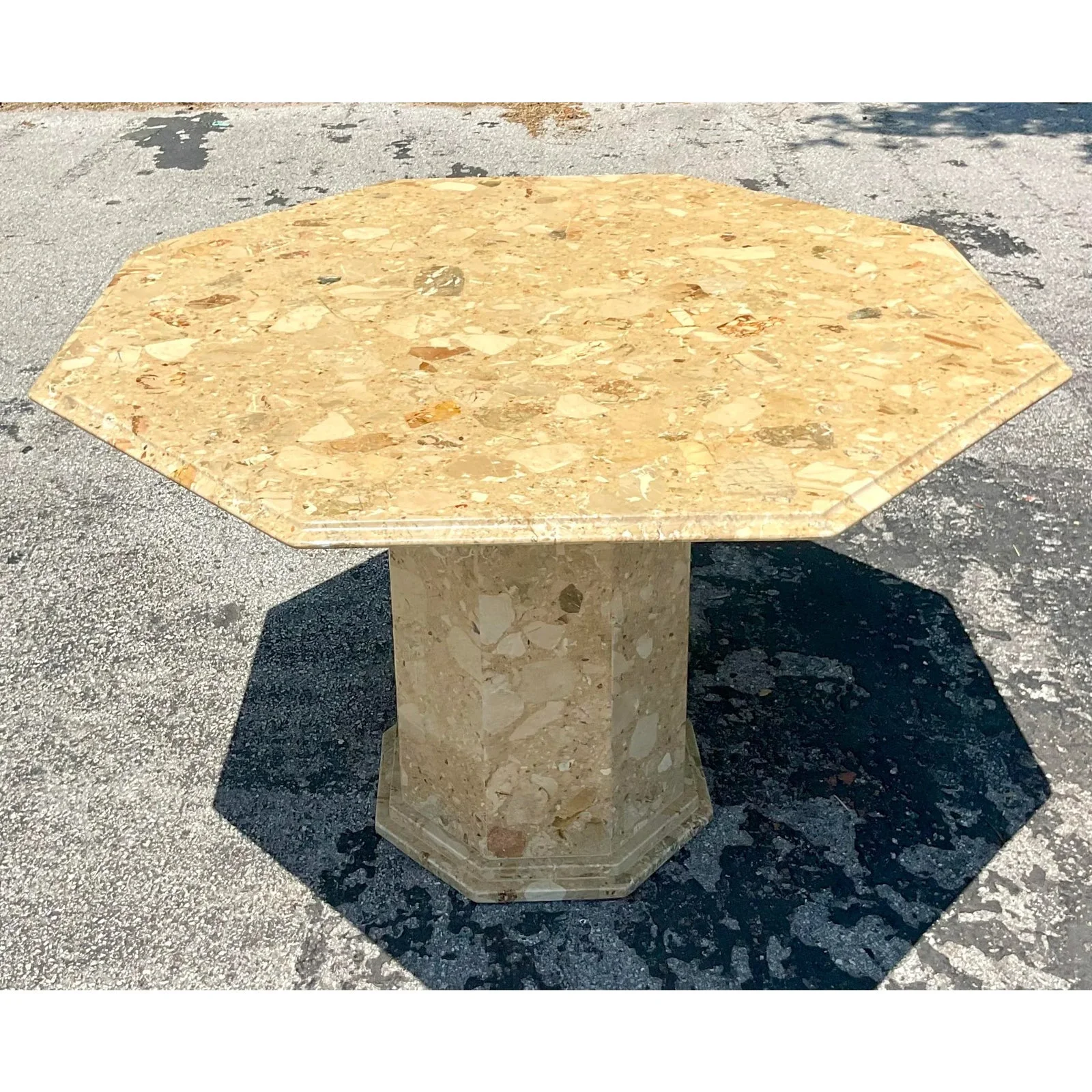 Late 20th Century Vintage Italian Octagon Stone Center Table - Detail view