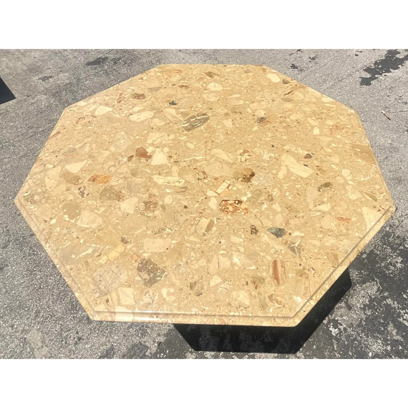 Late 20th Century Vintage Italian Octagon Stone Center Table - Top view