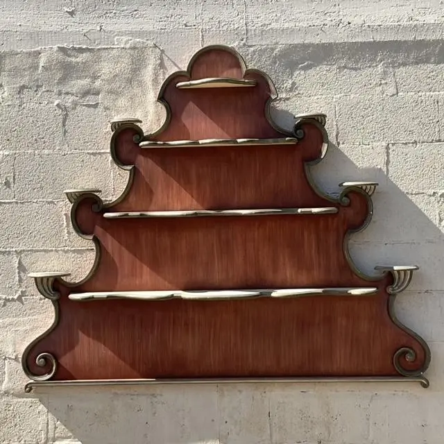 Late 20th Century Vintage Regency Baker Scalloped Wall Plate Rack - Side view