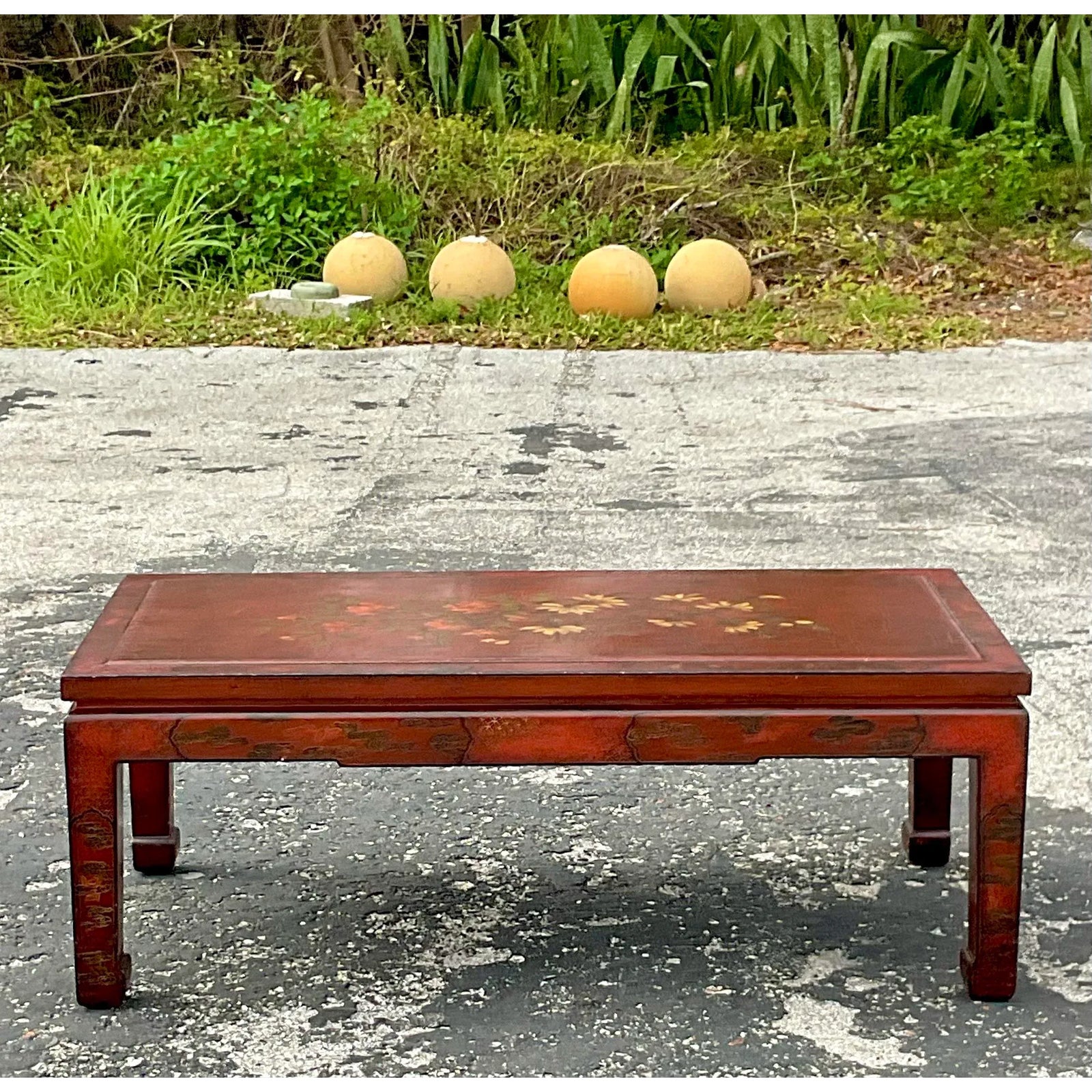 Late 20th Century Vintage Regency Hand Painted Lacquered Coffee Table - Side view
