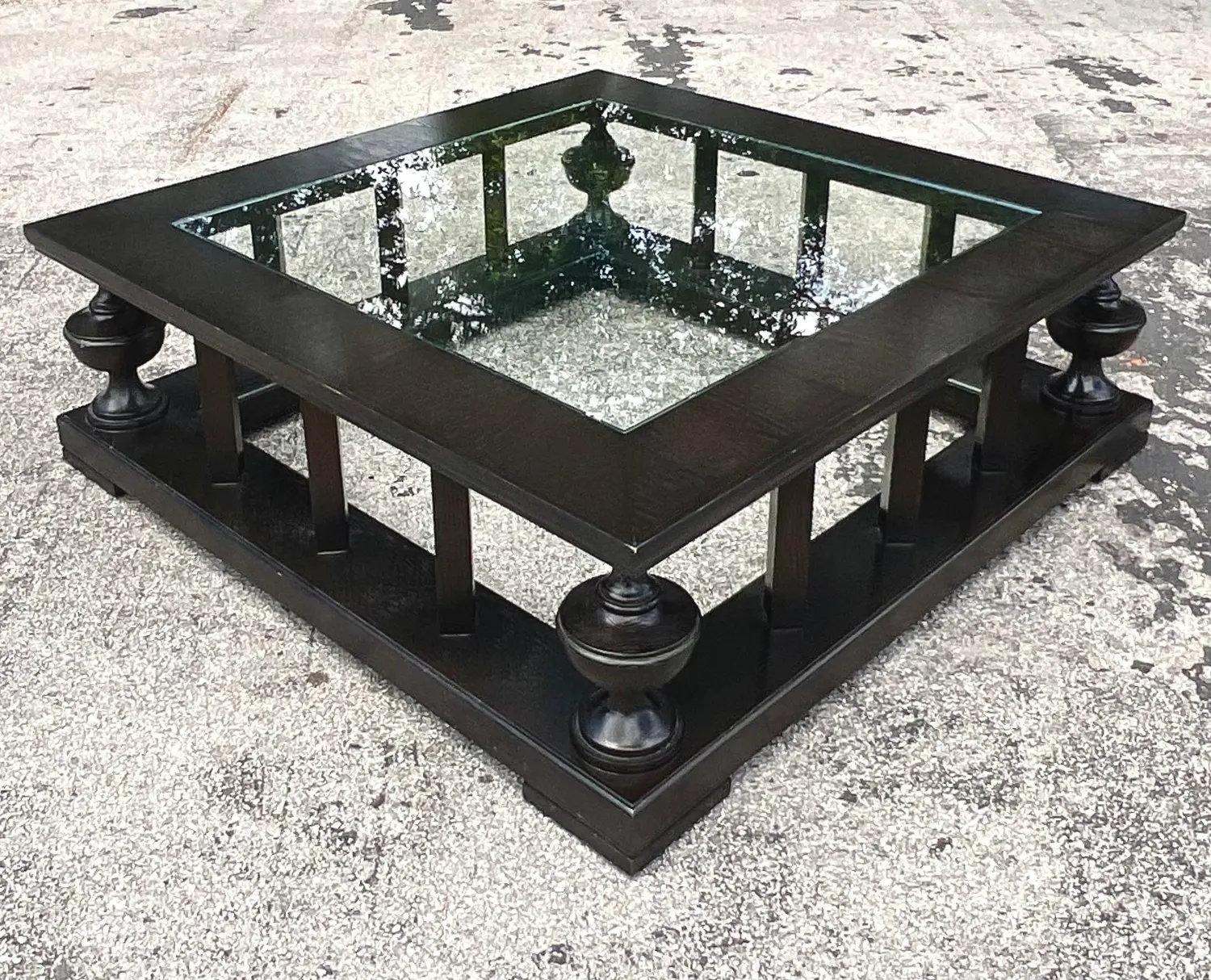 Late 20th Century Vintage Regency Pediment Coffee Table After John Roselli - Side view