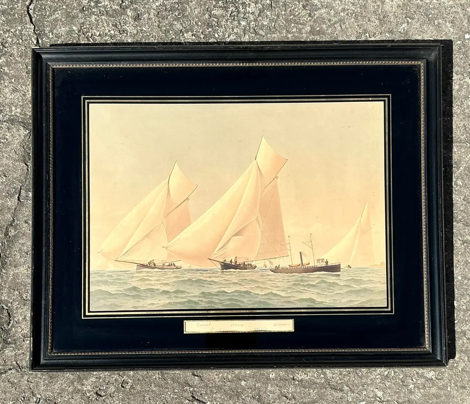 Mid 20th Century America's Cup Print, Framed - Side view