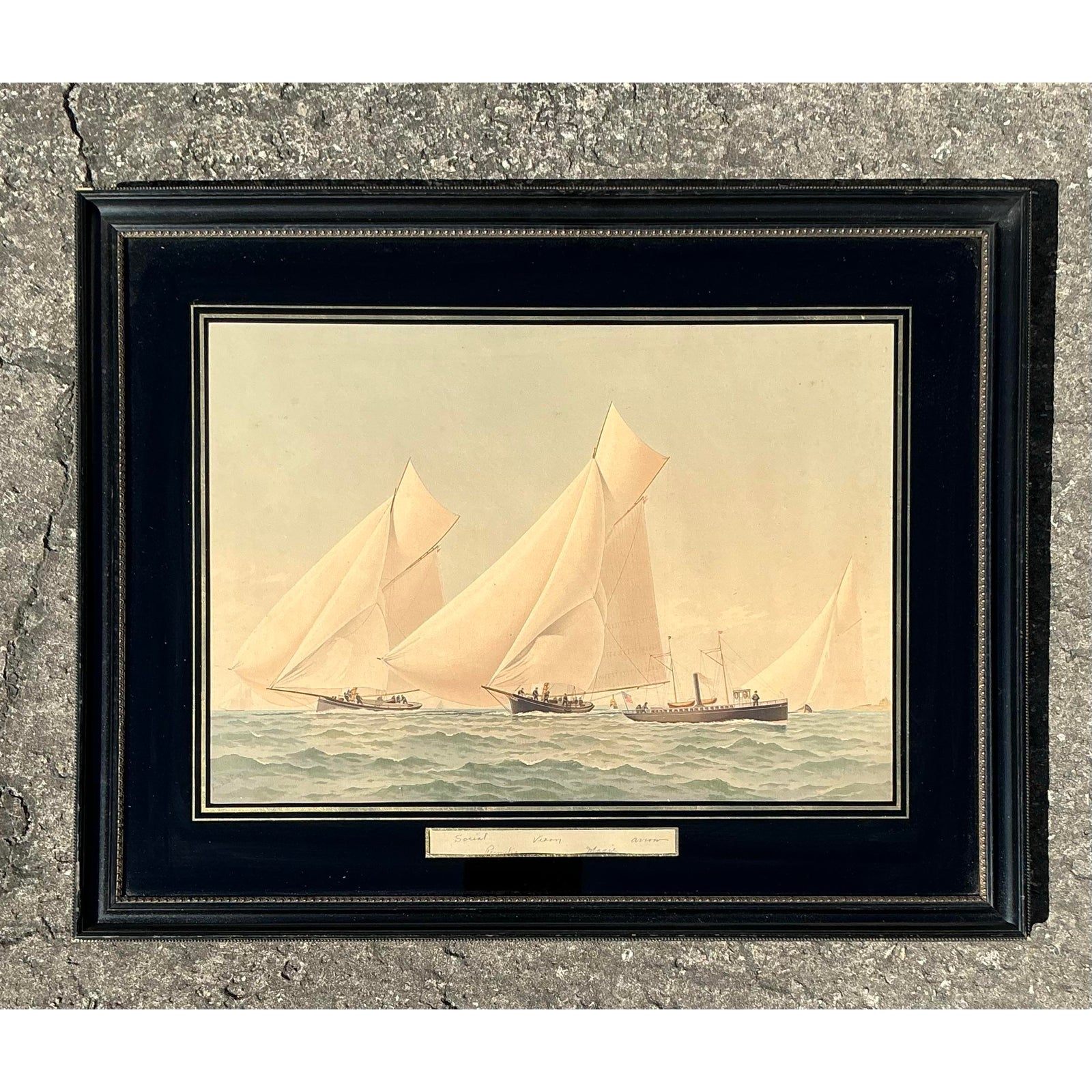 Mid 20th Century America's Cup Print, Framed - Back view