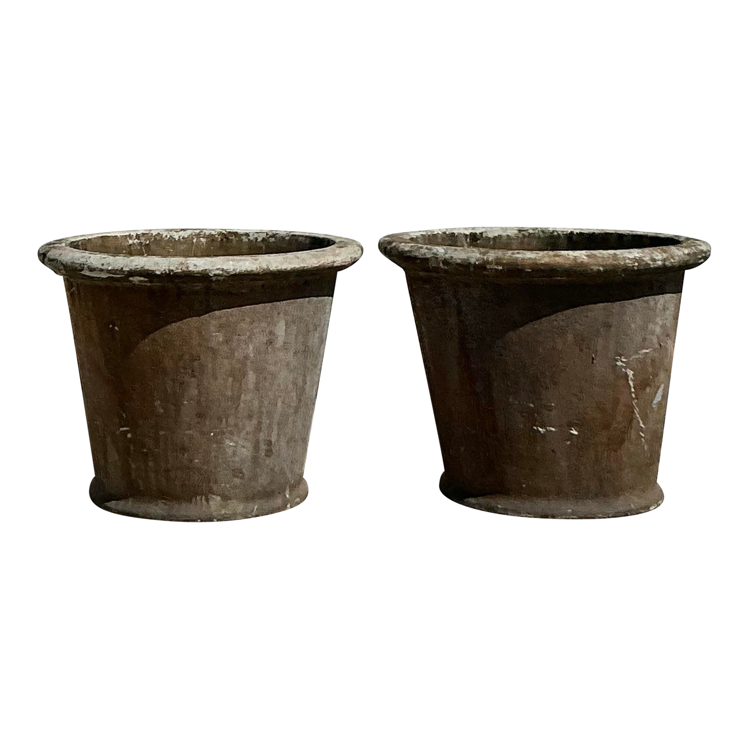Mid 20th Century Boho Glazed Ceramic Clay Pots - A Pair - Detail view