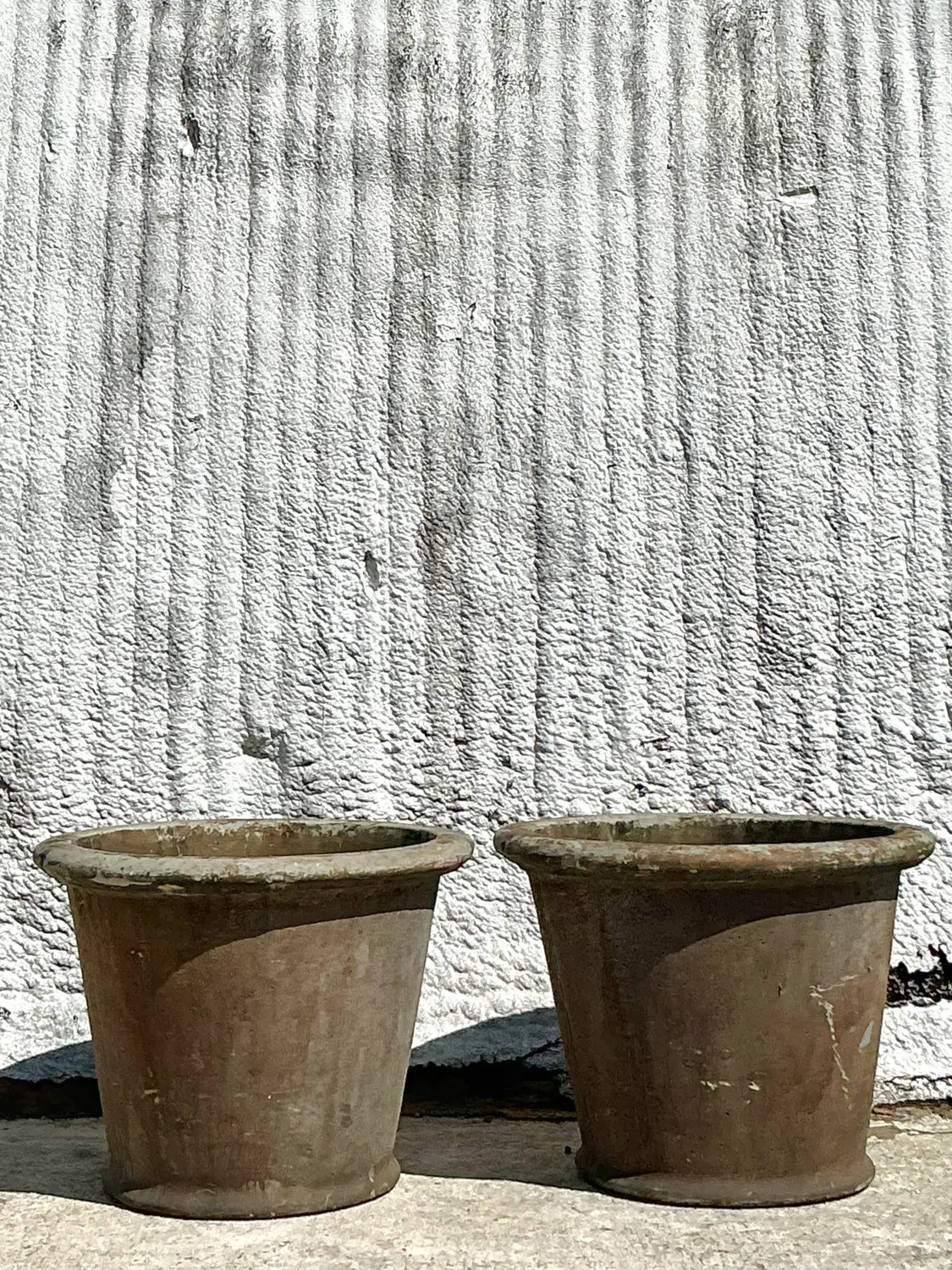 Mid 20th Century Boho Glazed Ceramic Clay Pots - A Pair - Back view