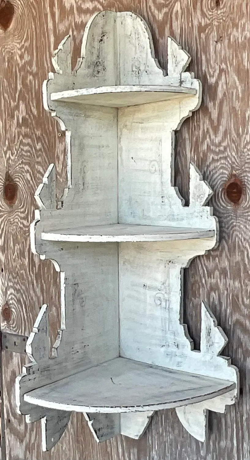 Mid 20th Century Primitive Corner Wall Shelf - Detail view