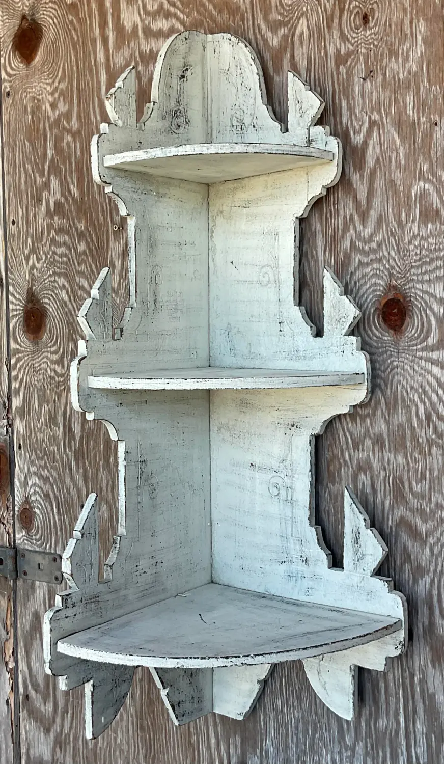 Mid 20th Century Primitive Corner Wall Shelf - Back view