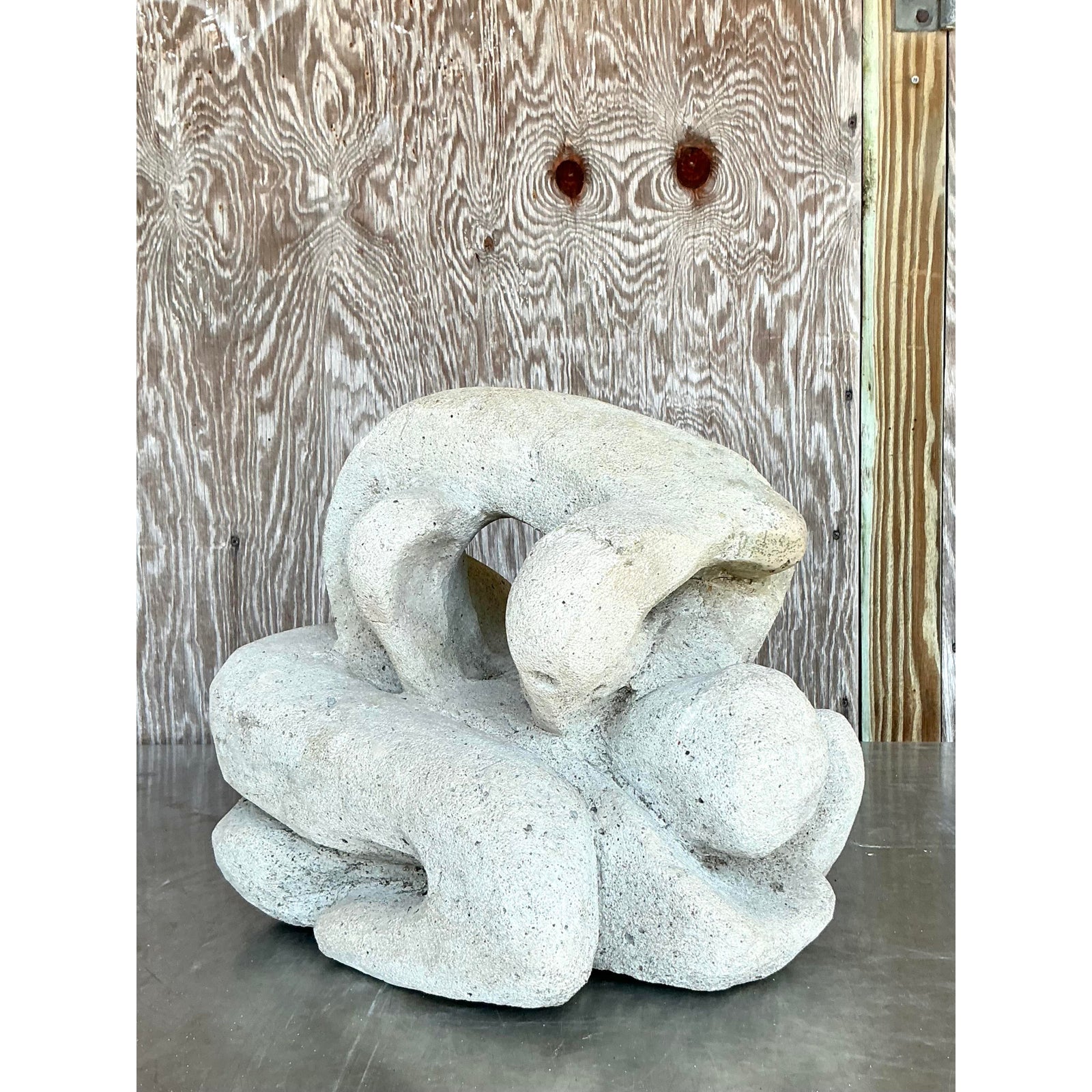 Mid 20th Century Vintage Boho Abstract Figurative Concrete Sculpture - Top view