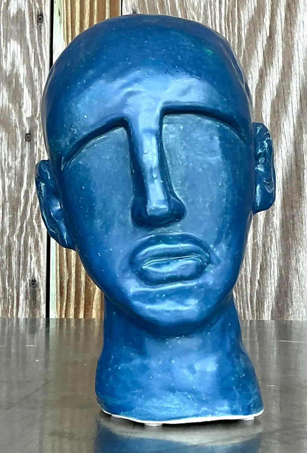 Mid 20th Century Vintage Boho Glazed Ceramic Bust - Detail view