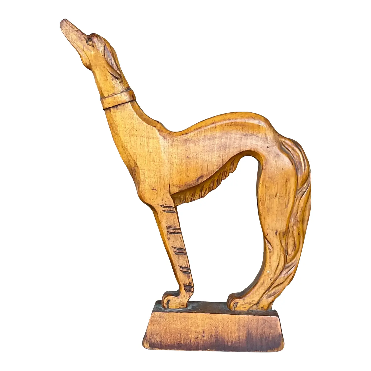 Mid 20th Century Vintage Boho Hand Carved Afghan Dog