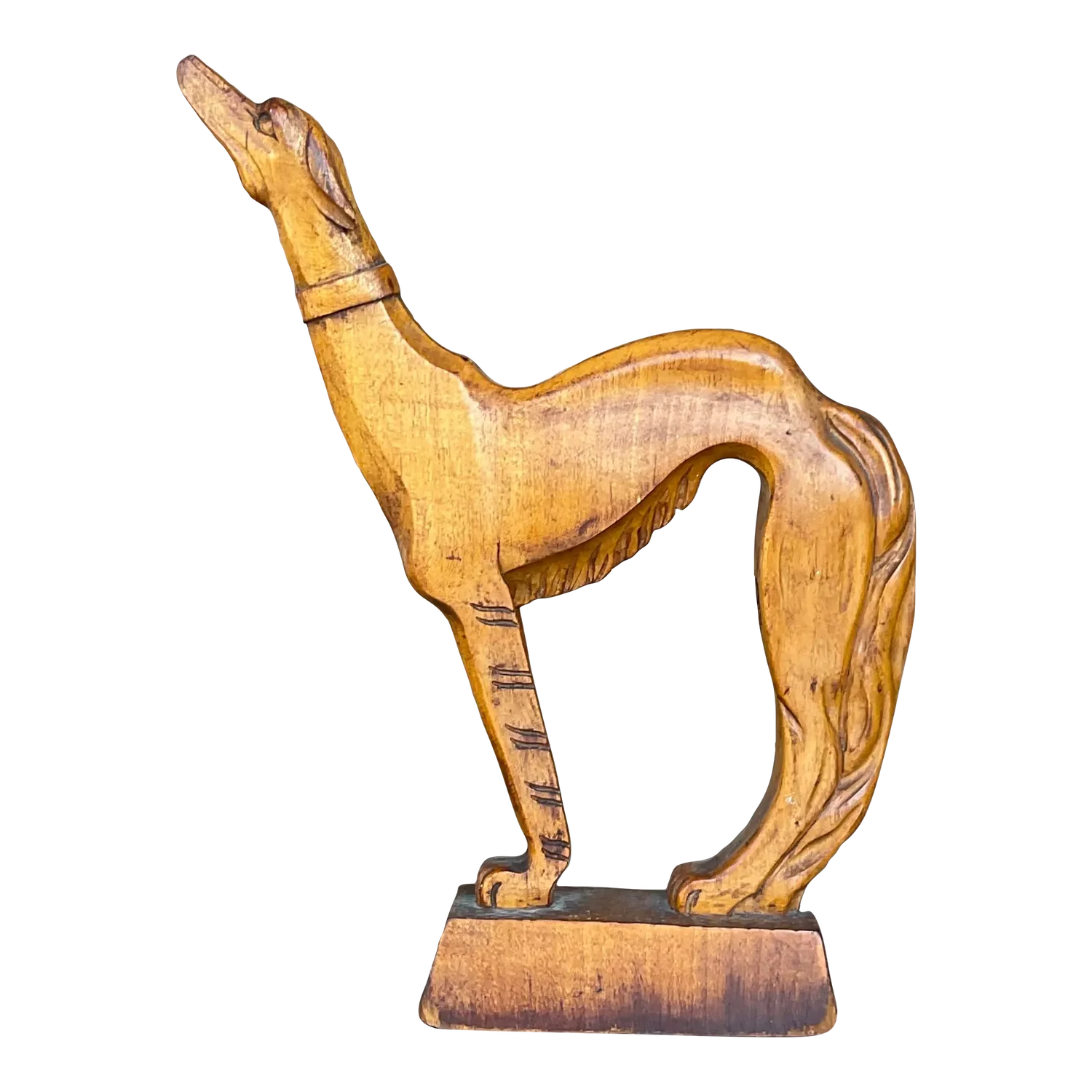 Mid 20th Century Vintage Boho Hand Carved Afghan Dog - Detail view