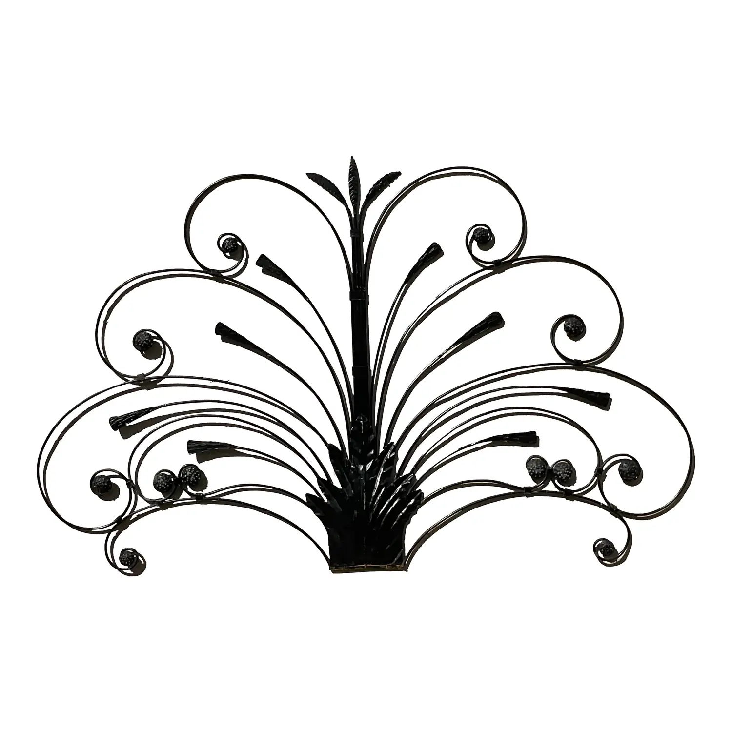 Mid 20th Century Vintage Boho Italian Wrought Iron Full Headboard