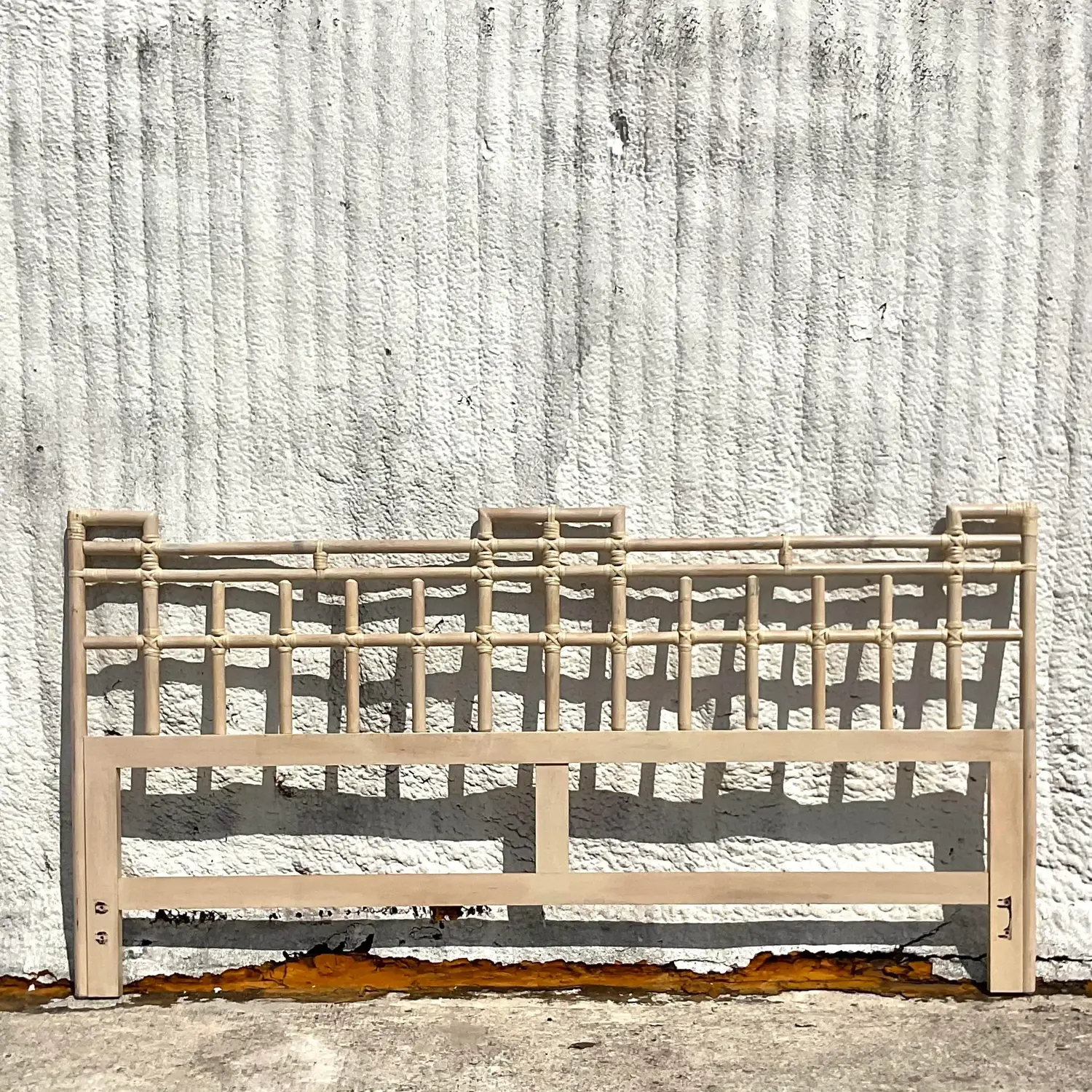 Mid 20th Century Vintage Coastal Rattan King Headboard - Side view