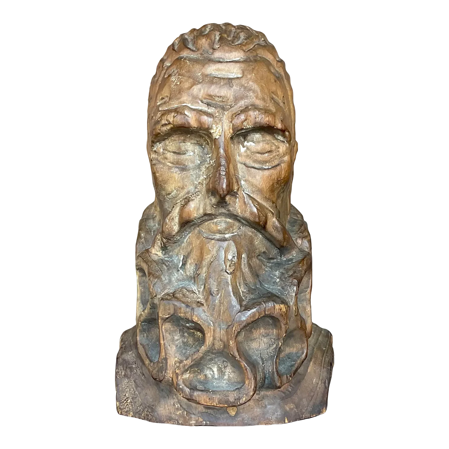 Mid 20th Century Vintage Hand Carved Bust of Man - Detail view