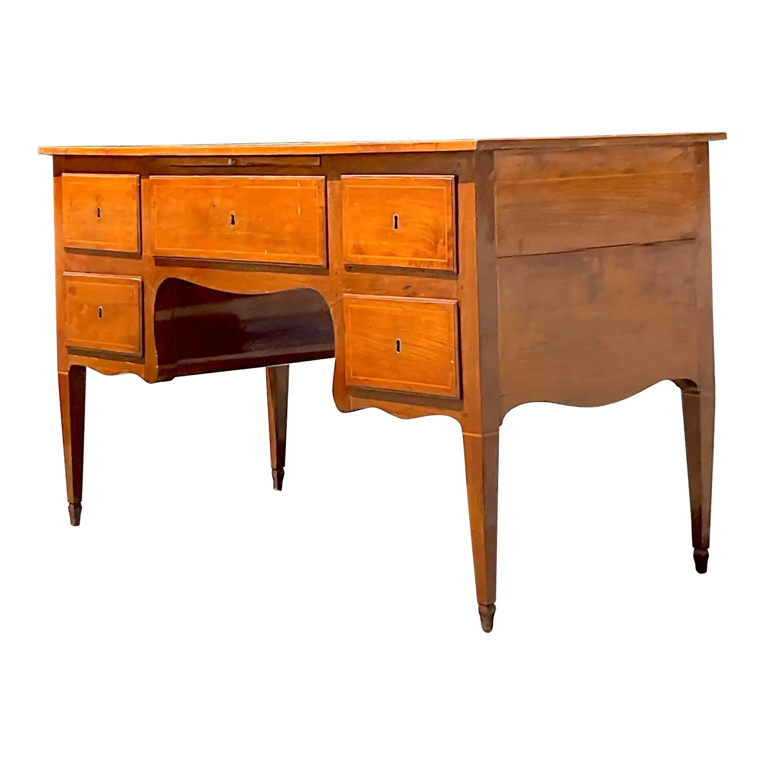 Mid 20th Century Vintage Italian Inlay Partners Desk