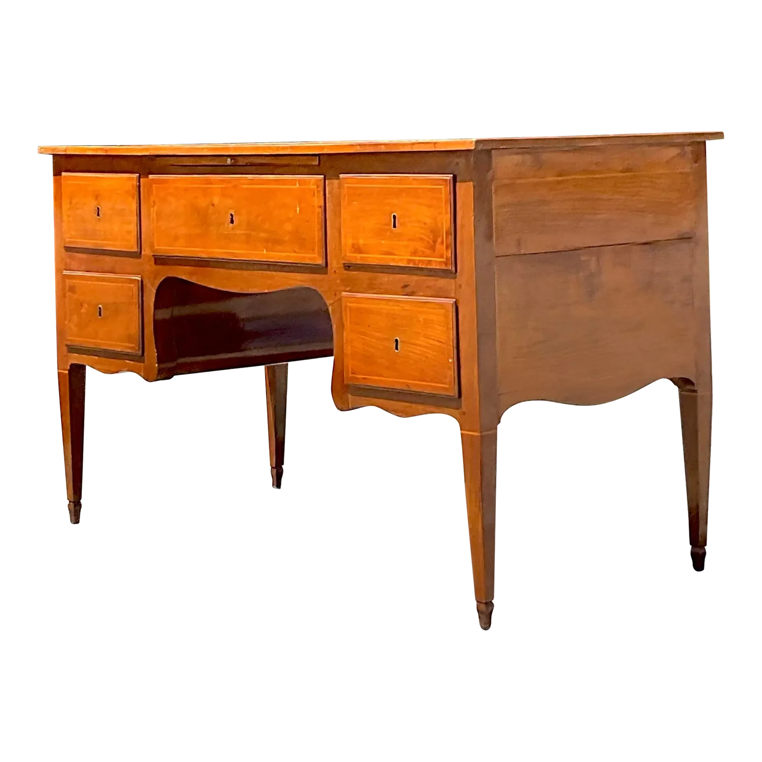 Mid 20th Century Vintage Italian Inlay Partners Desk - Detail view