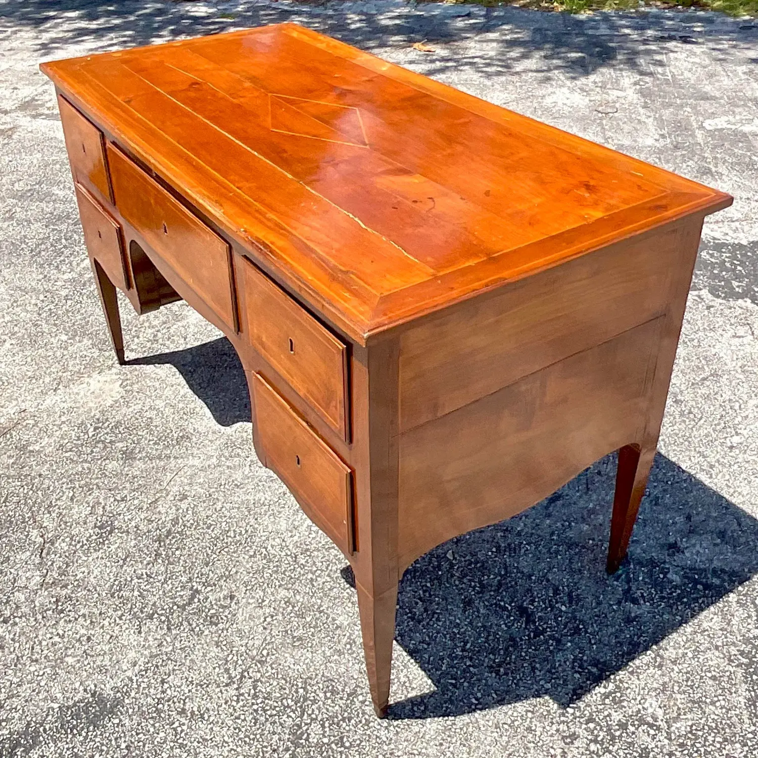 Mid 20th Century Vintage Italian Inlay Partners Desk - Back view