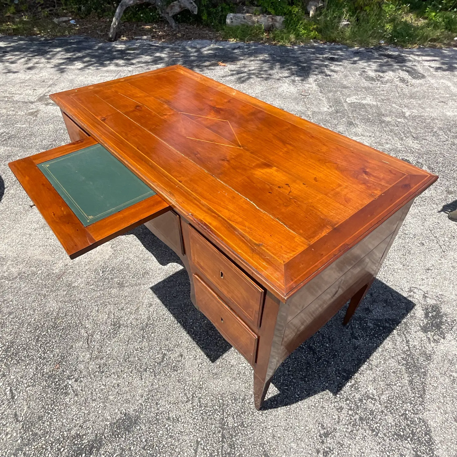 Mid 20th Century Vintage Italian Inlay Partners Desk - Top view