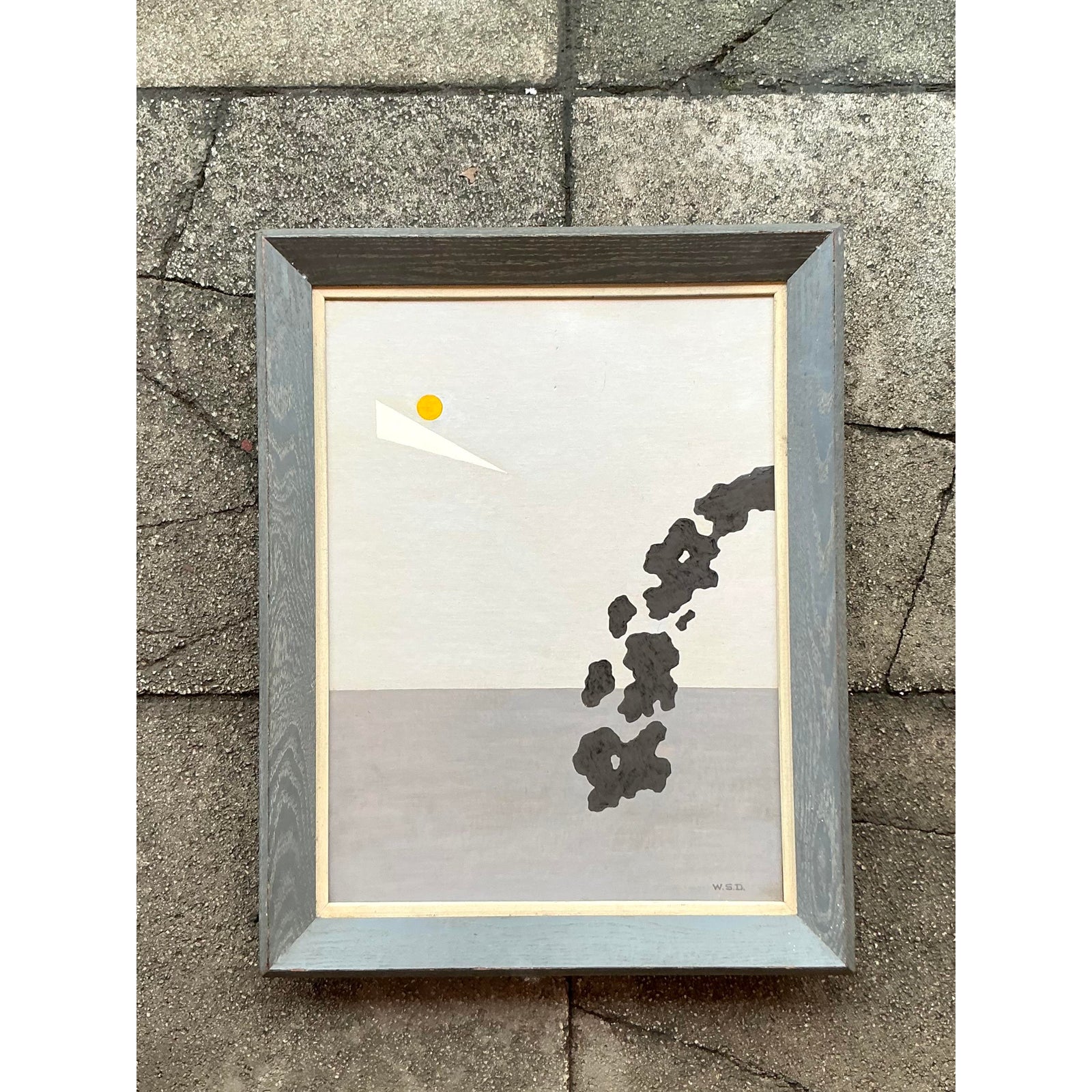 Mid 20th Century Vintage MCM Original Abstract Oil on Board - Side view