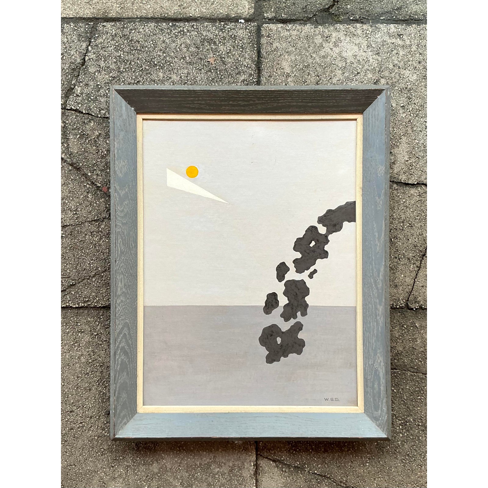 Mid 20th Century Vintage MCM Original Abstract Oil on Board - Back view