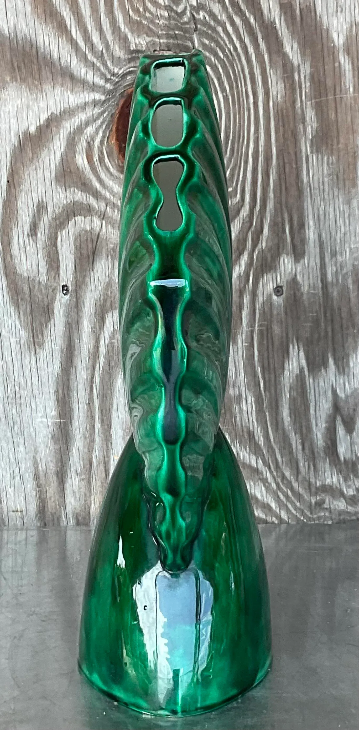 Mid 20th Century Vintage Mid-Century Modern Glazed Ceramic Gladiola Vase - Side view