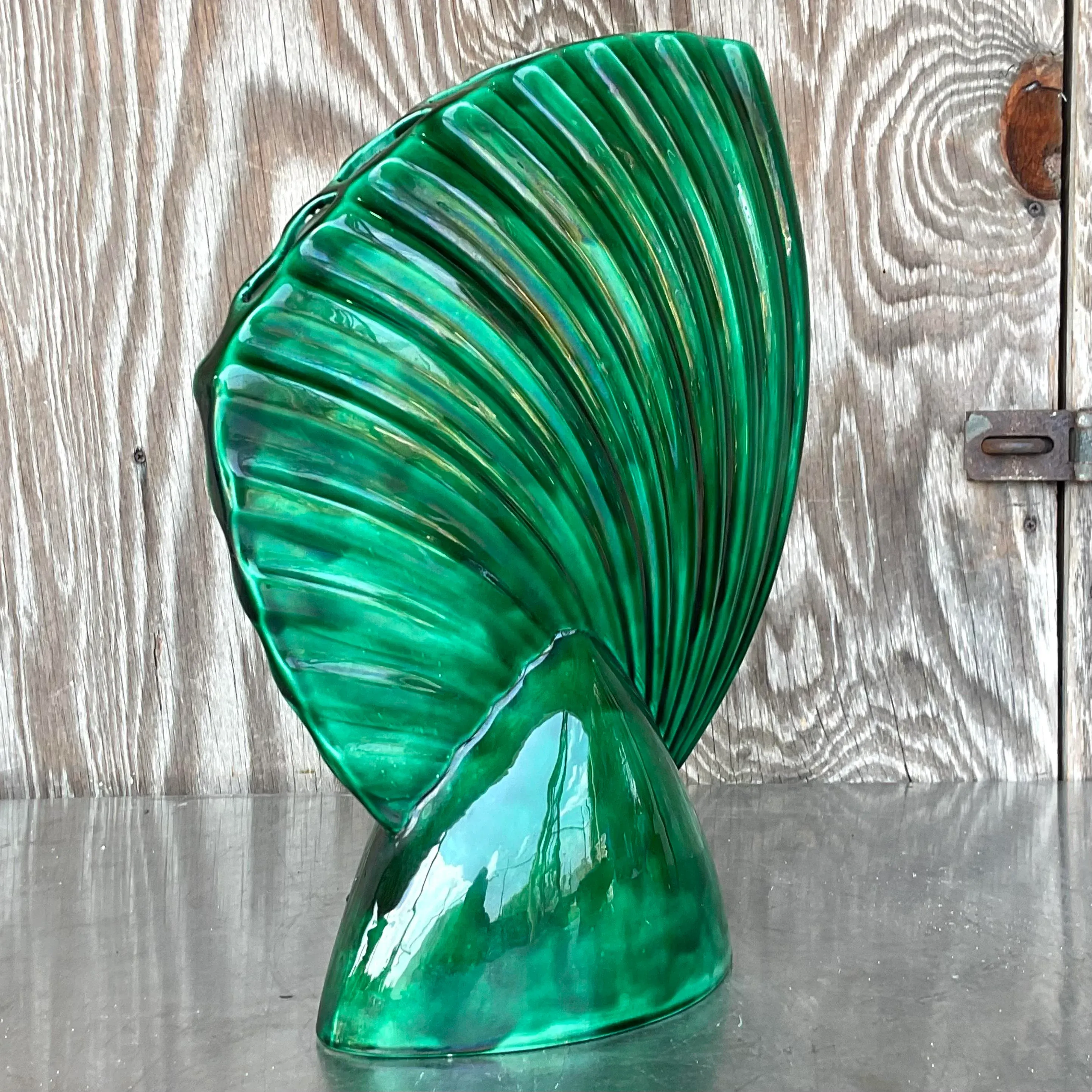 Mid 20th Century Vintage Mid-Century Modern Glazed Ceramic Gladiola Vase - Top view