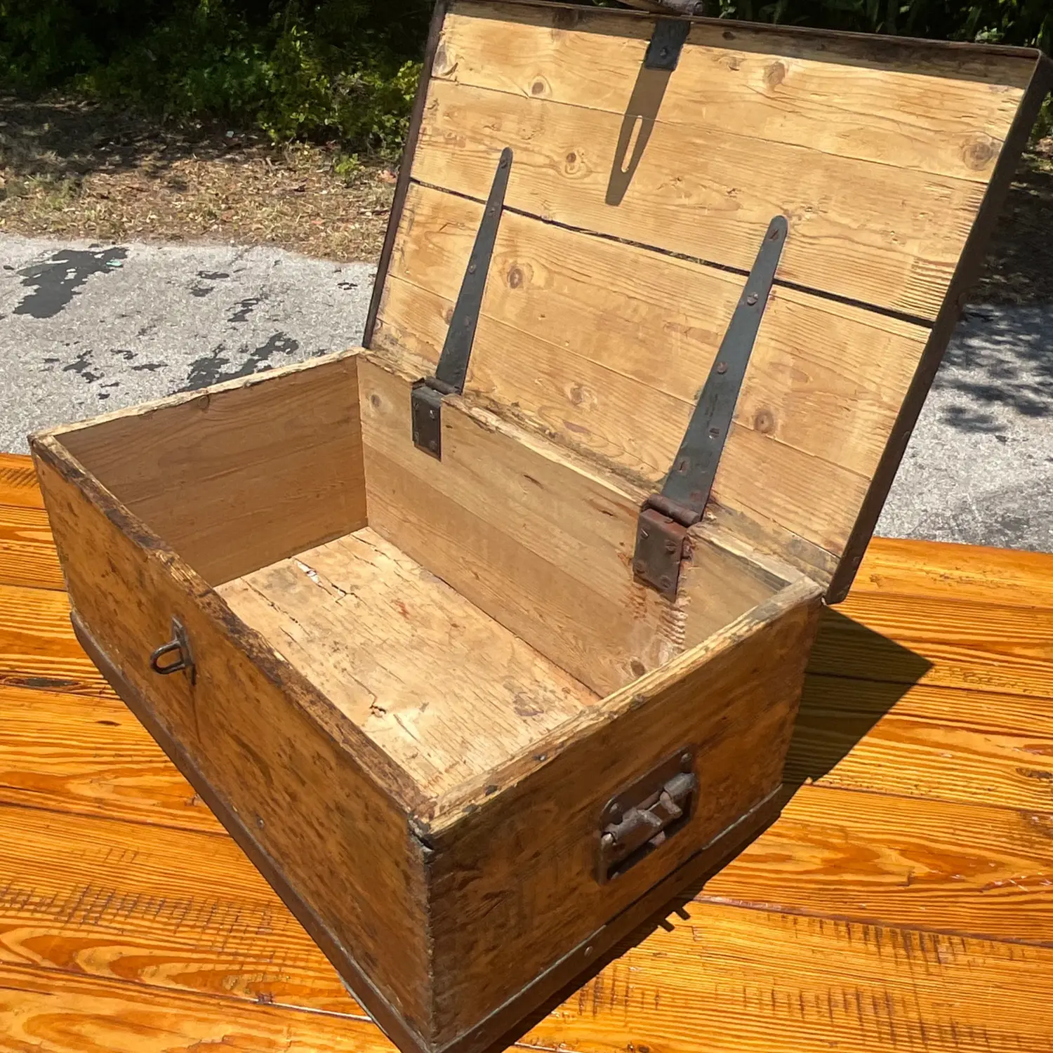 Mid 20th Century Vintage Primitive Jockey Plank Chest - Side view