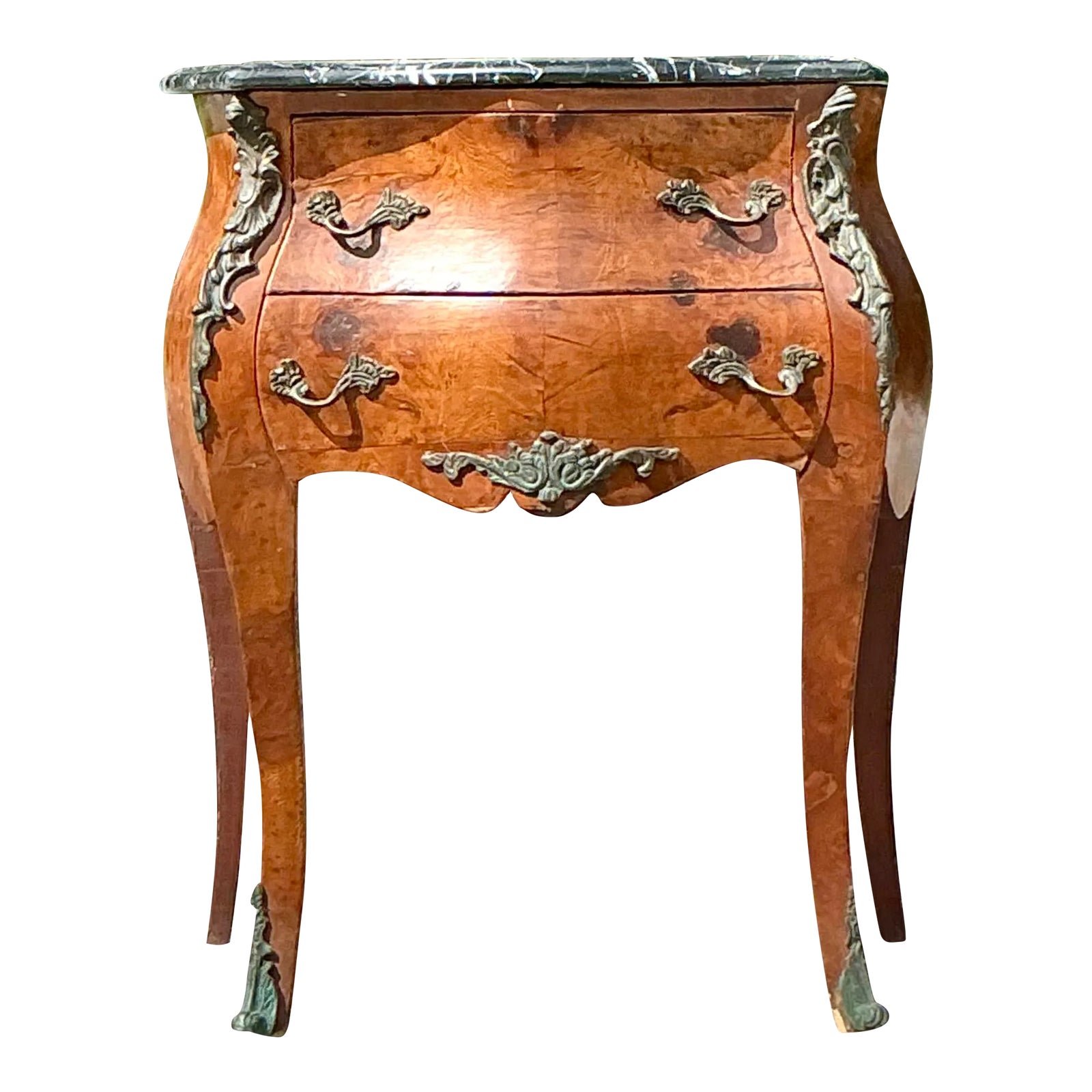 Mid 20th Century Vintage Regency Burl Wood and Ormolu Chest of Drawers