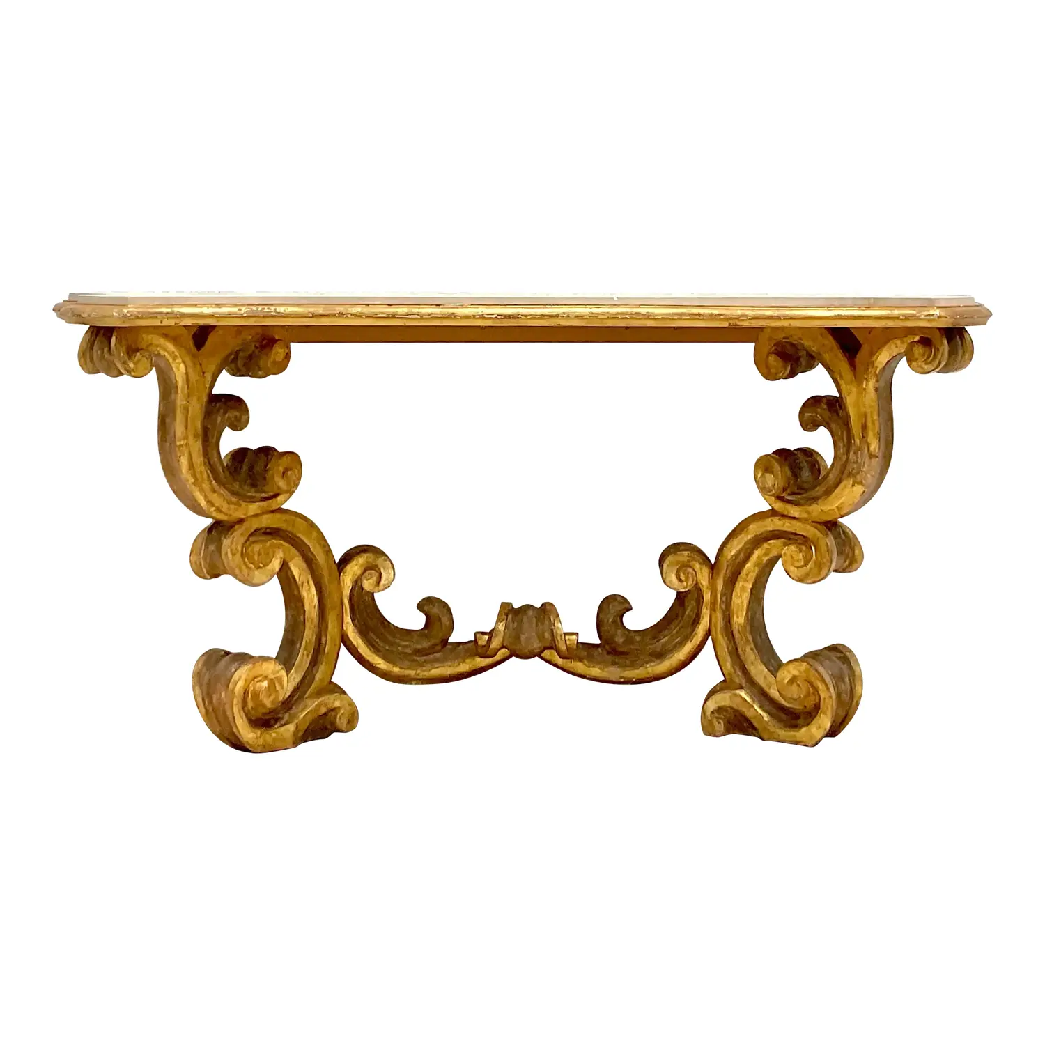 Mid 20th Century Vintage Rococo Gilt Wall Mount Console Table