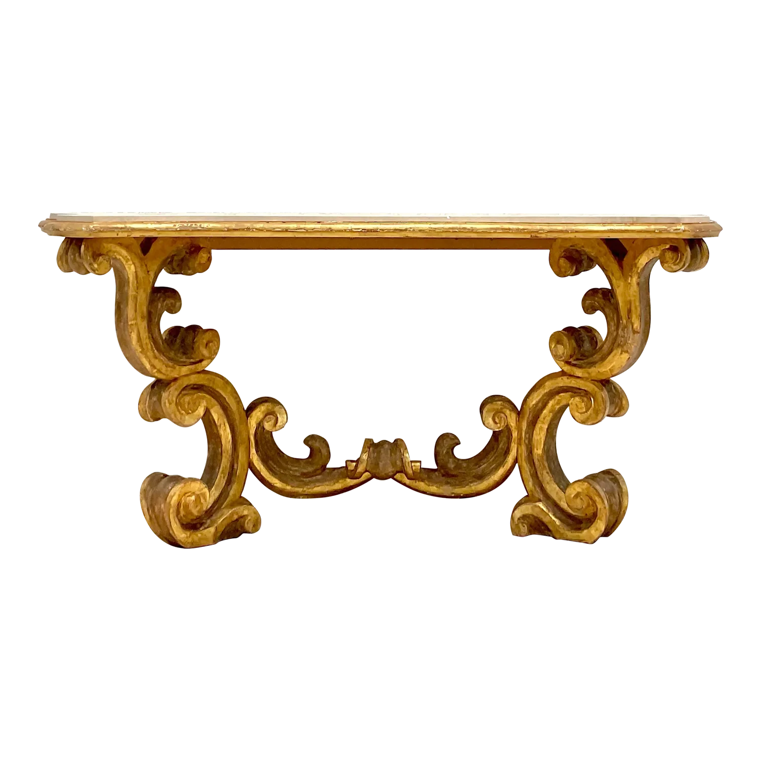 Mid 20th Century Vintage Rococo Gilt Wall Mount Console Table - Detail view