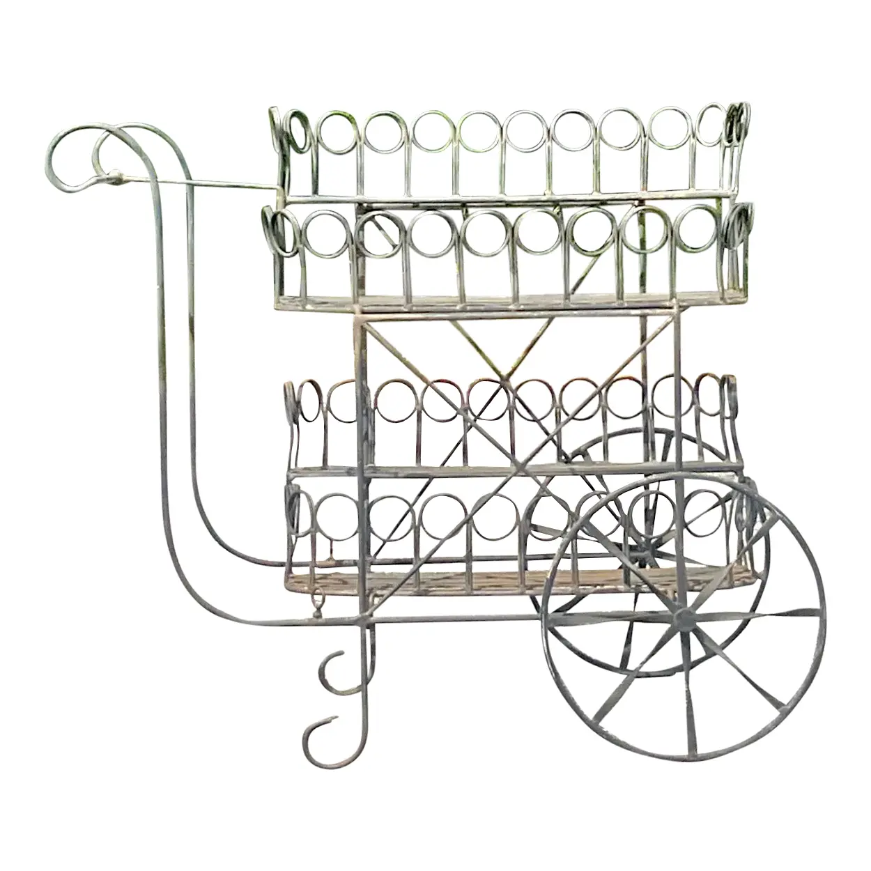 Mid 20th Century Vintage Wrought Iron Bar Cart