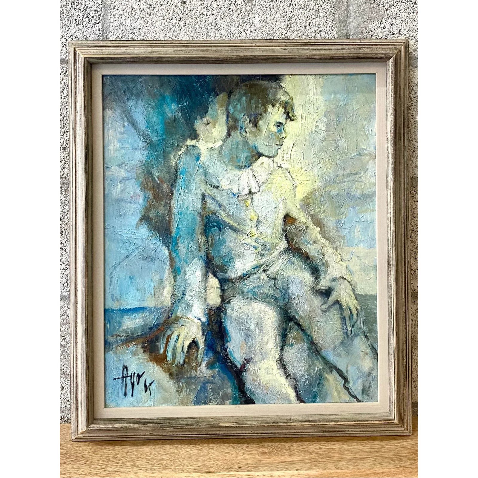 Midcentury Signed Original Oil Painting on Canvas - Back view