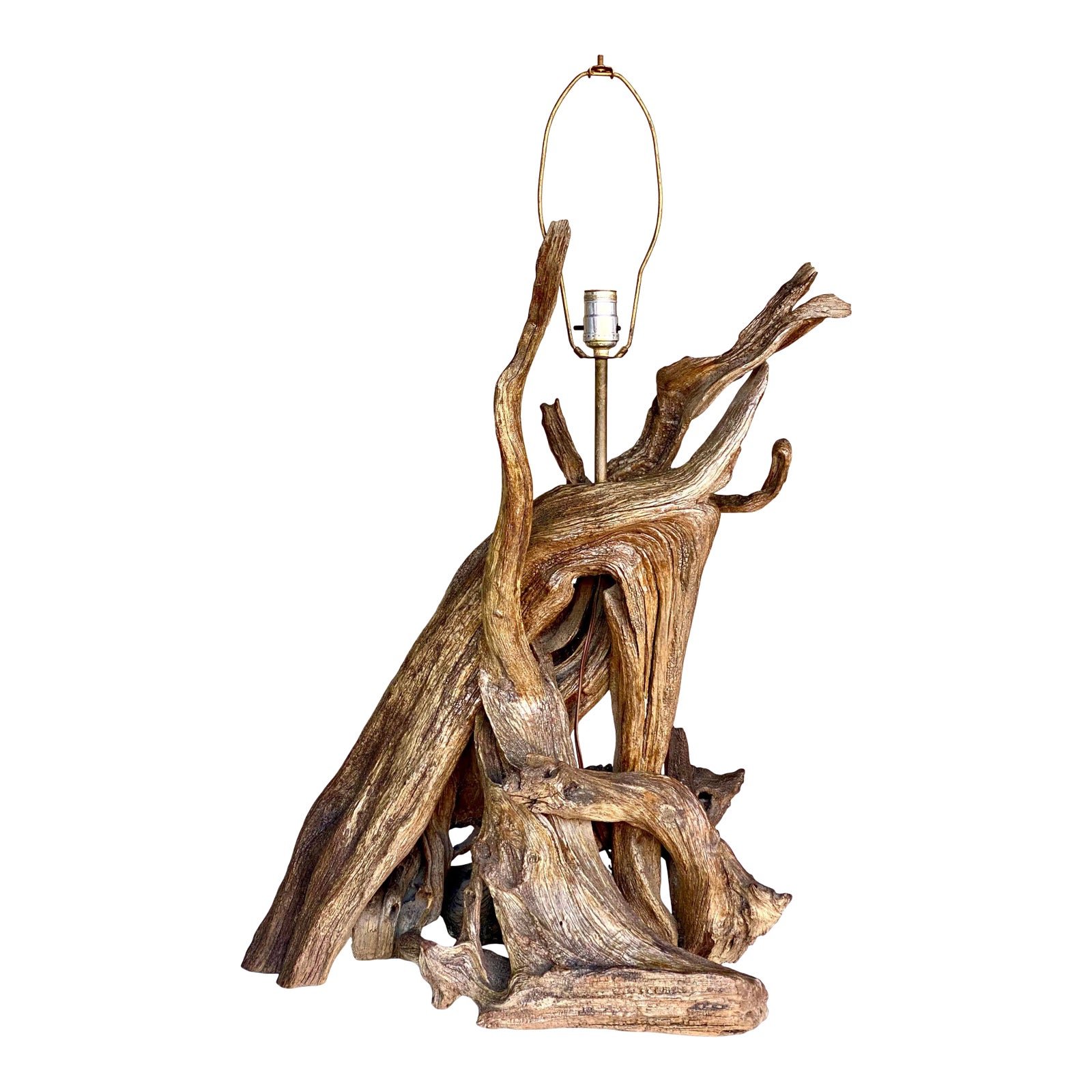 Monumental Vintage Boho Driftwood Table Lamp