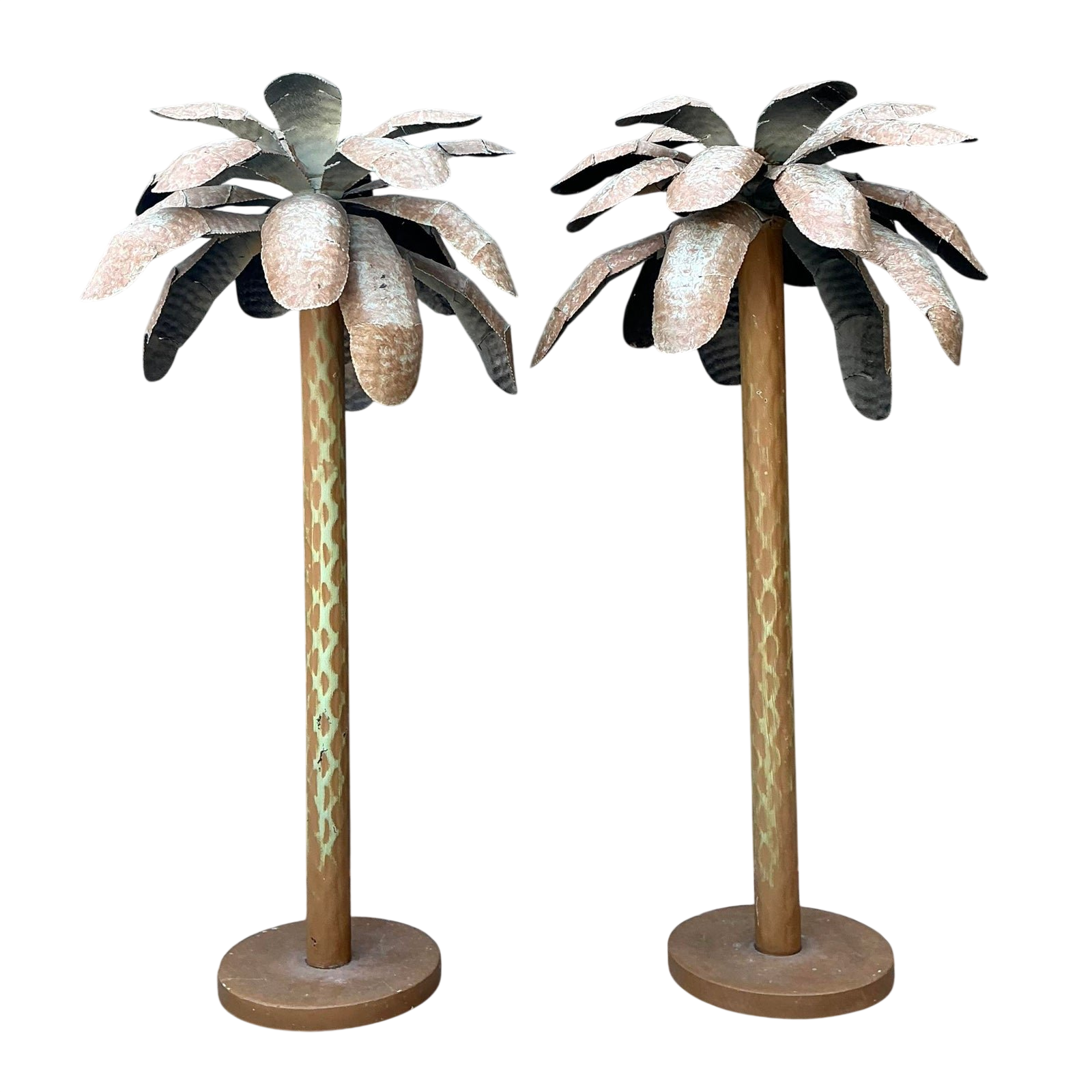 Vintage Punch Cut Tole Palm Trees - A Pair