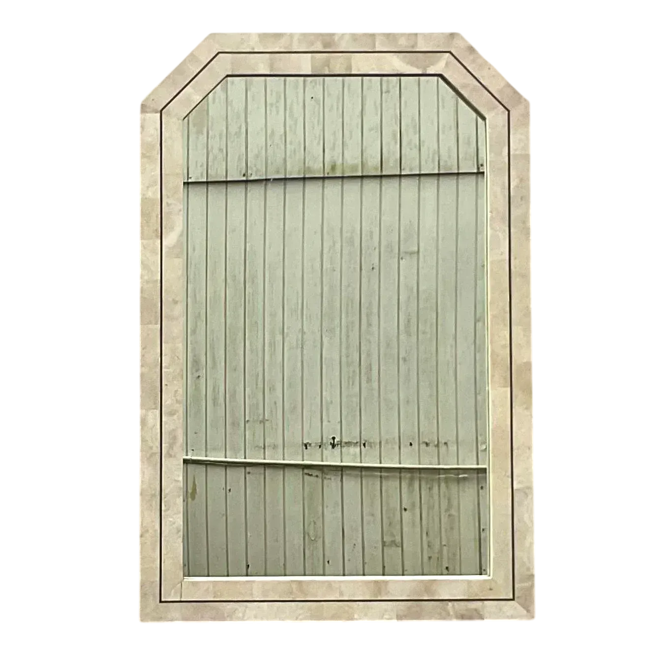 Vintage Coastal Tessellated Stone Notched Corner Mirror