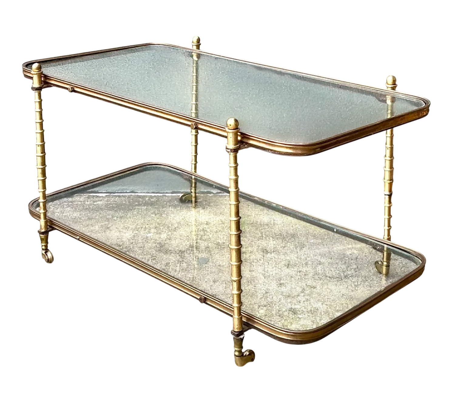 Vintage Brass Faux Bamboo Coffee Table