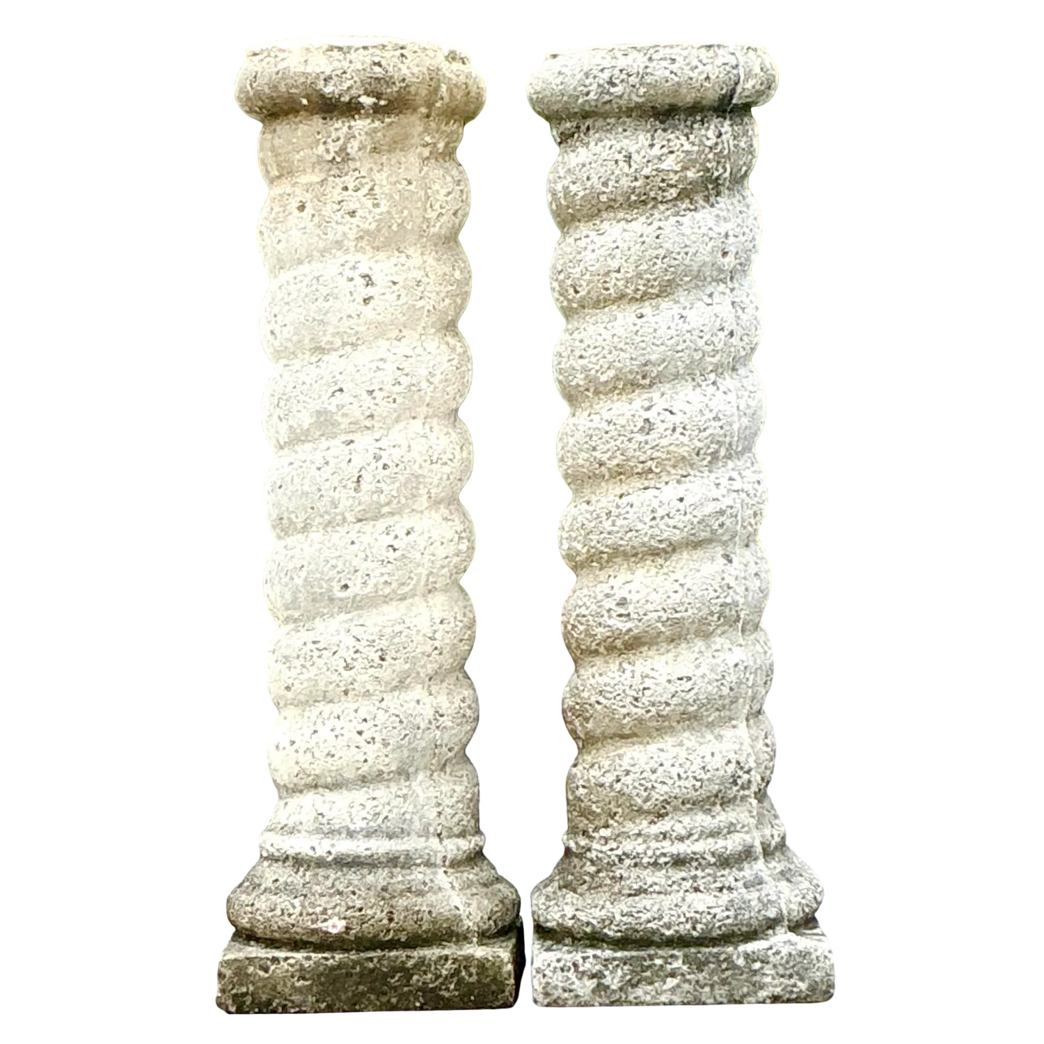 Vintage Regency Cast Concrete Spiral Columns - a Pair