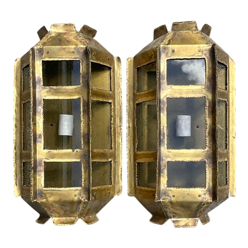 Vintage Mid 20th Century Brutalist Wall Sconces- a Pair - Detail view