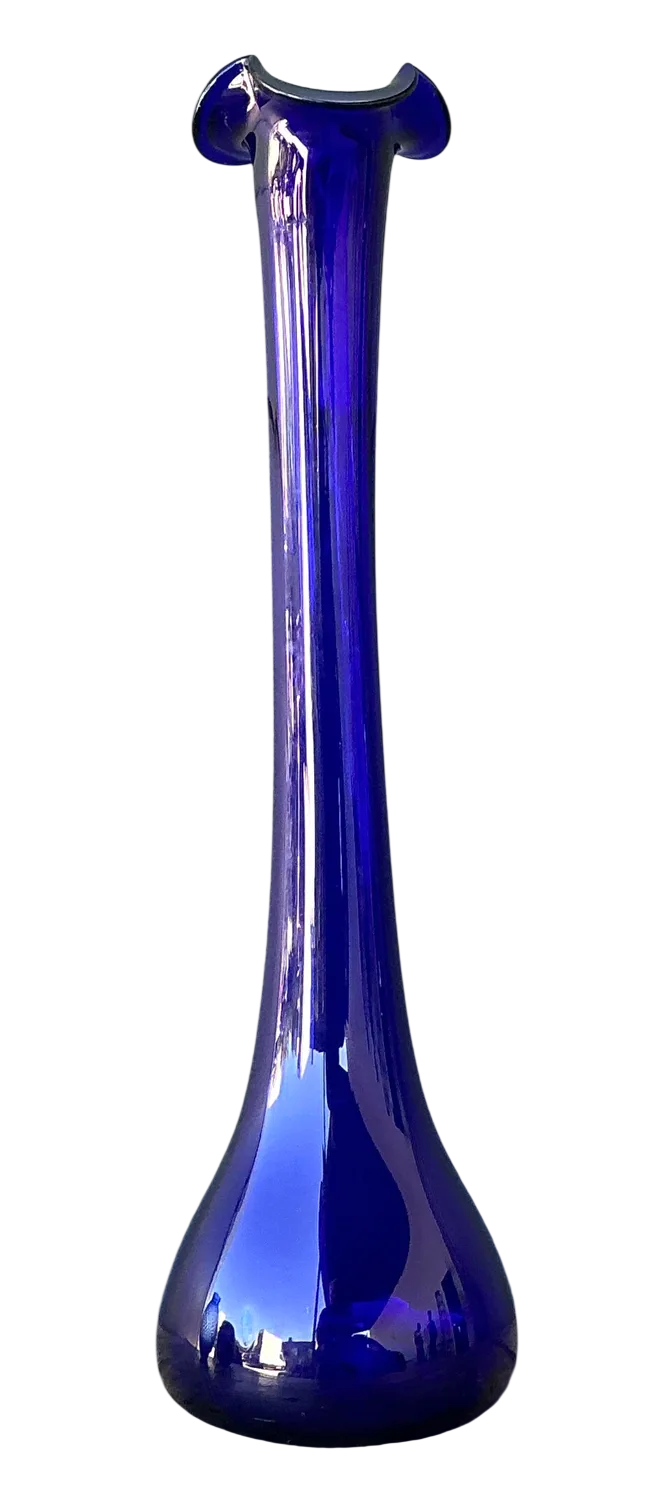 Vintage Tall Glass Ruffle Vase