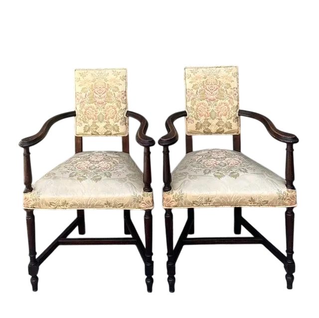 Vintage 19th Century Carved Arm Chairs - A Pair