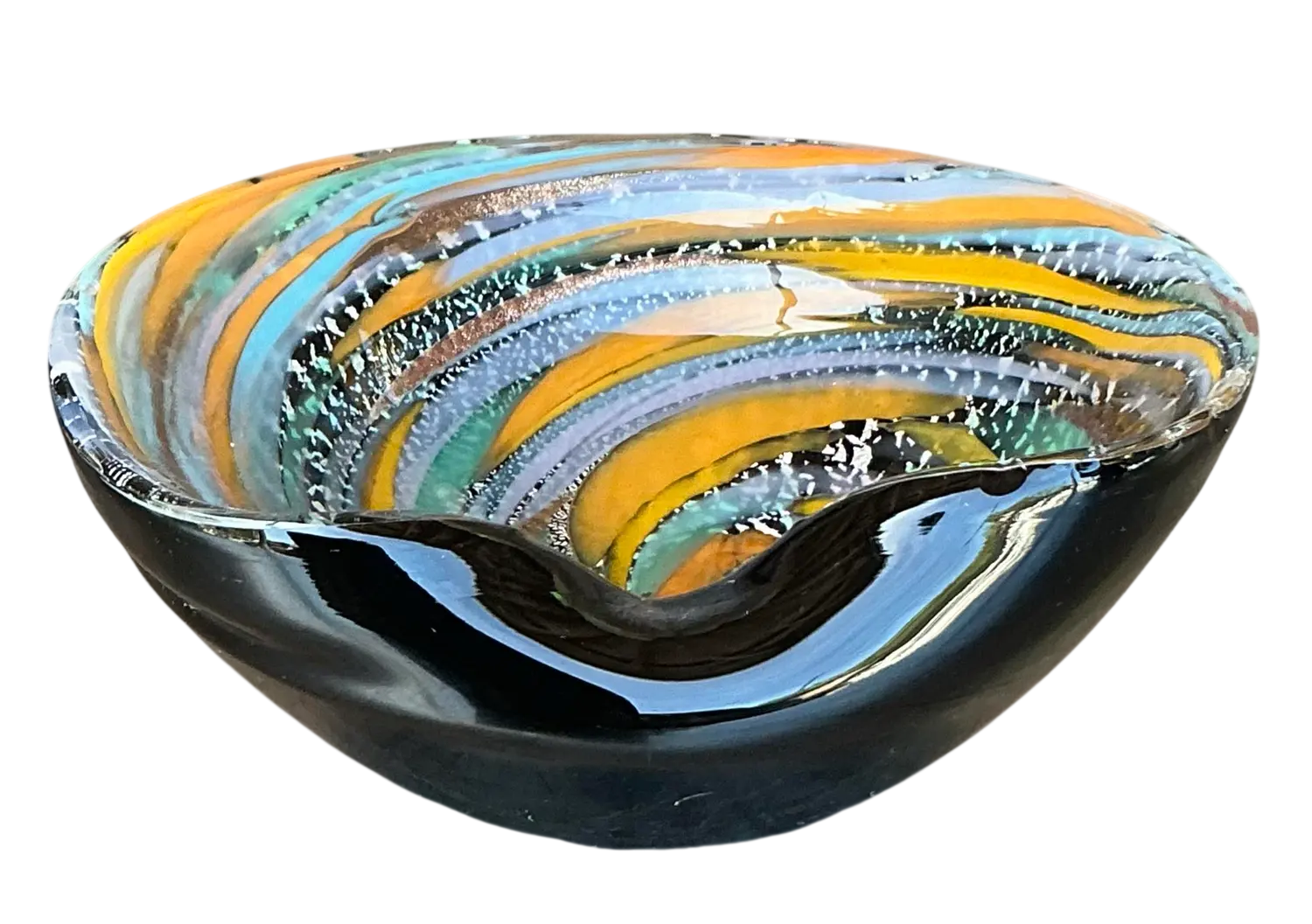 Vintage Boho Italian Glass Swirl Bowl After Murano