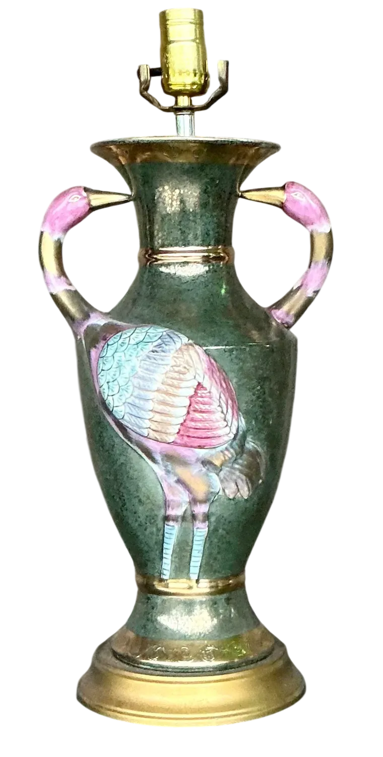 Vintage Boho Glazed Ceramic Bird Lamp