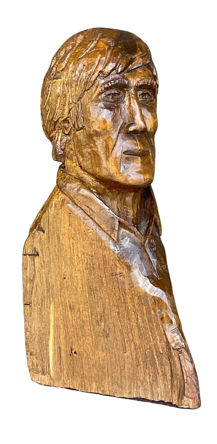 Vintage Boho Carved Bust of Man