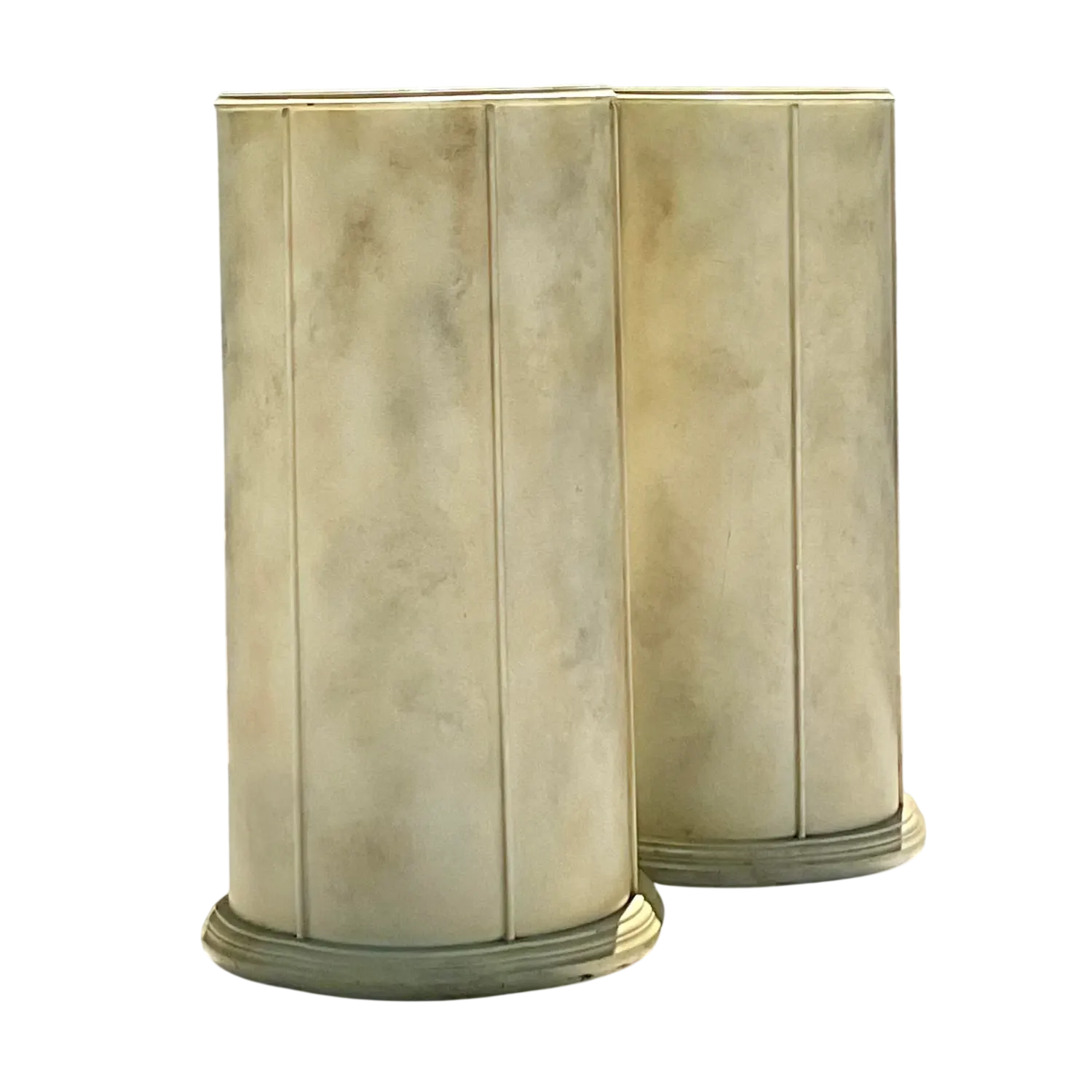 Vintage Boho Faux Goatskin Pedestals - a Pair
