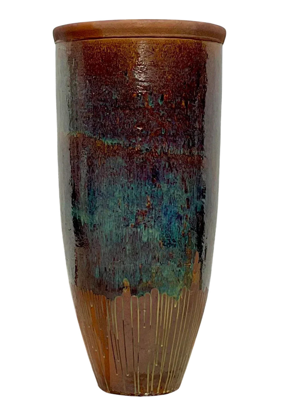 Late 20th Century Vintage Boho Monumental Glazed Ceramic Vase
