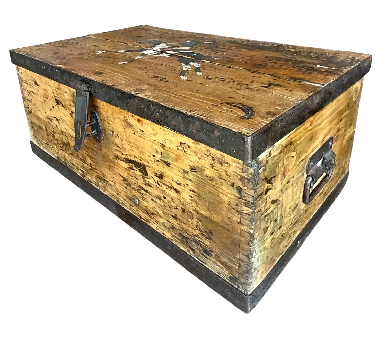 Mid 20th Century Vintage Primitive Jockey Plank Chest
