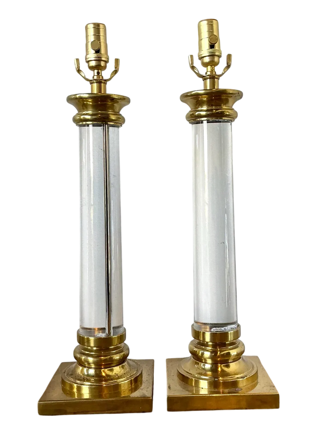 Vintage Crystal Column Lamps - A Pair