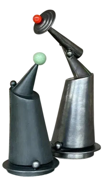 Vintage Postmodern Signed Studio Pottery Slab Built Sculptures - Set of 2